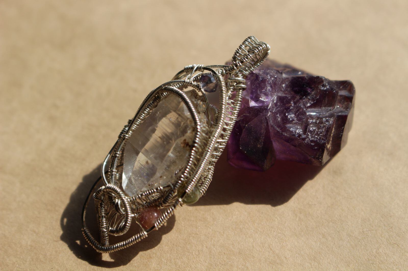 Crystal silver925 wirewrapping pendant