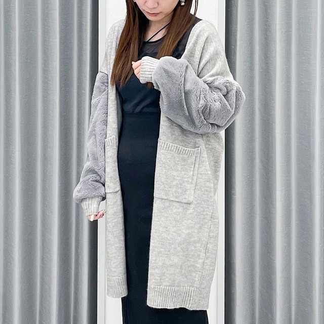 袖フェザーカーディガン レディース カジュアル ロングカーデ 秋冬 20代 30代 40代