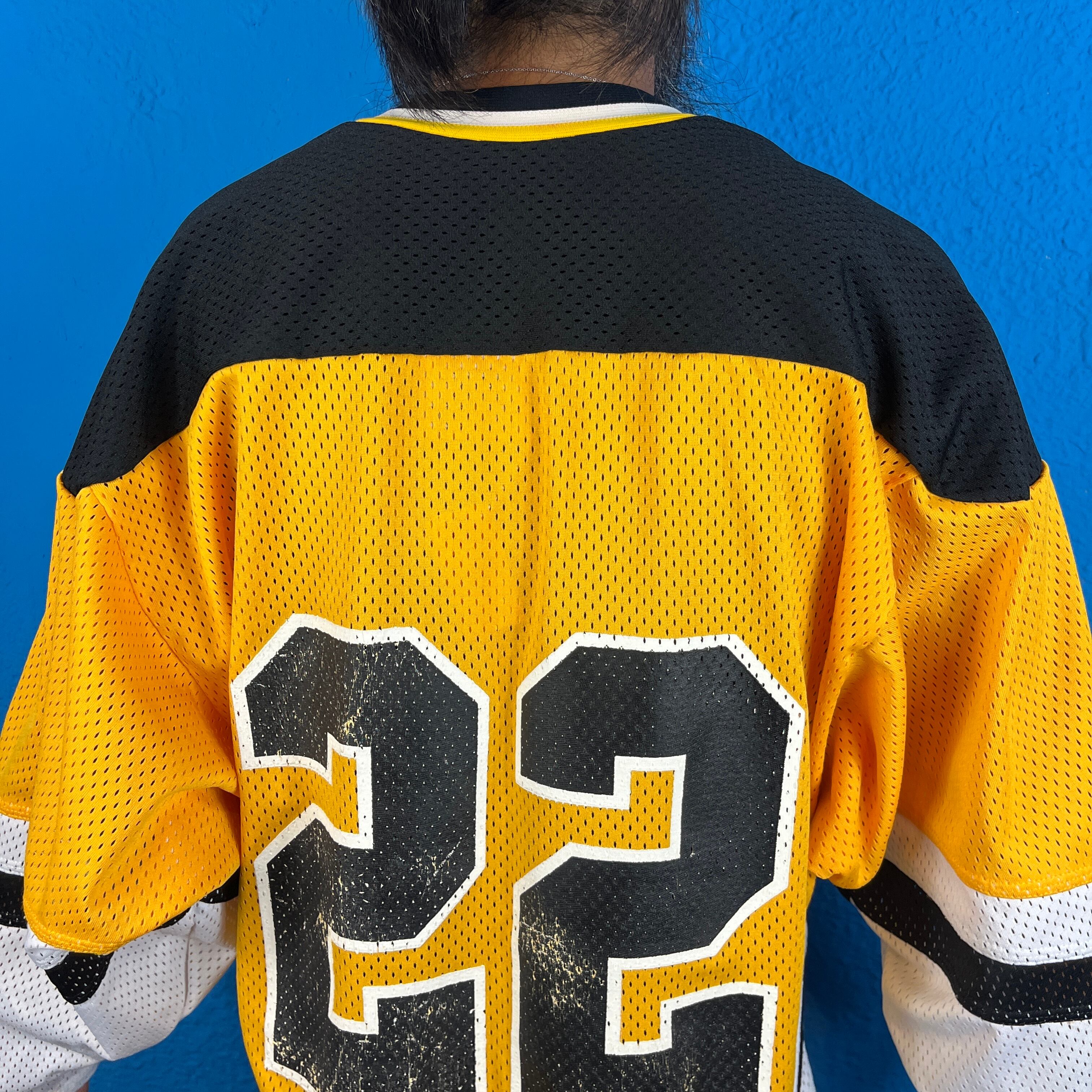 ビンテージゲームシャツ 90s ホッケーシャツ NHL 黄色 ブラウン えんじジャケット/アウター