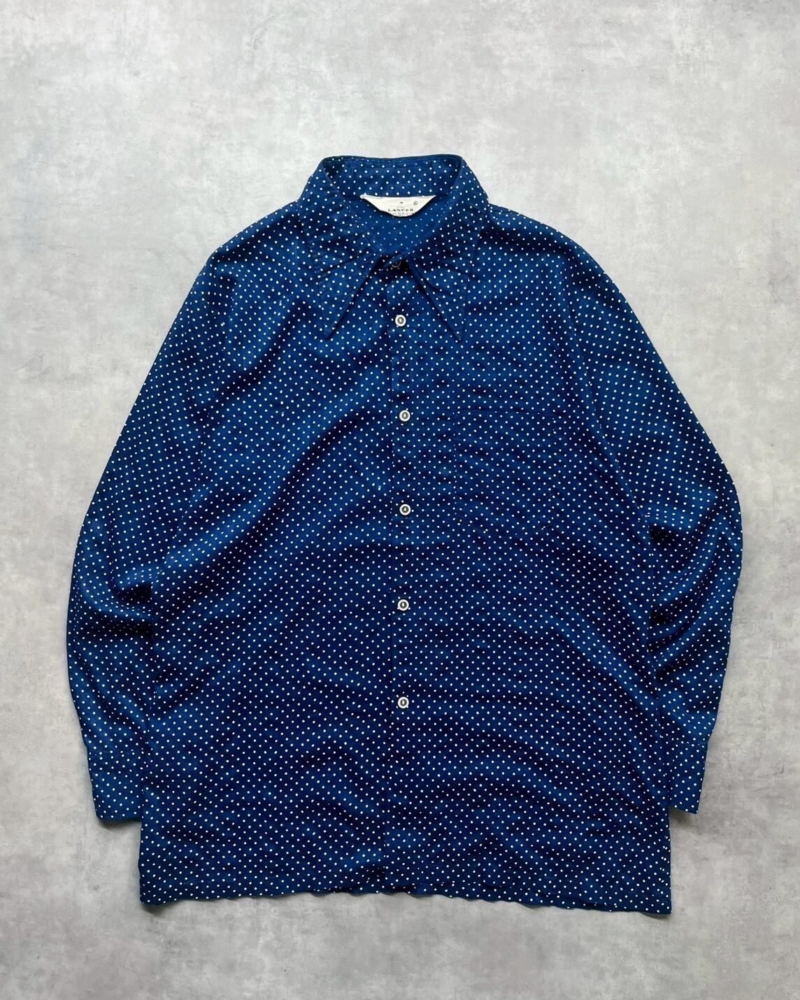 70s LANCER Dot Print L/S Box-cut Shirt