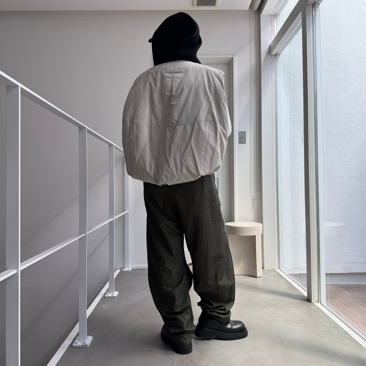 2025くしゅモック指穴knit/オフホワイト