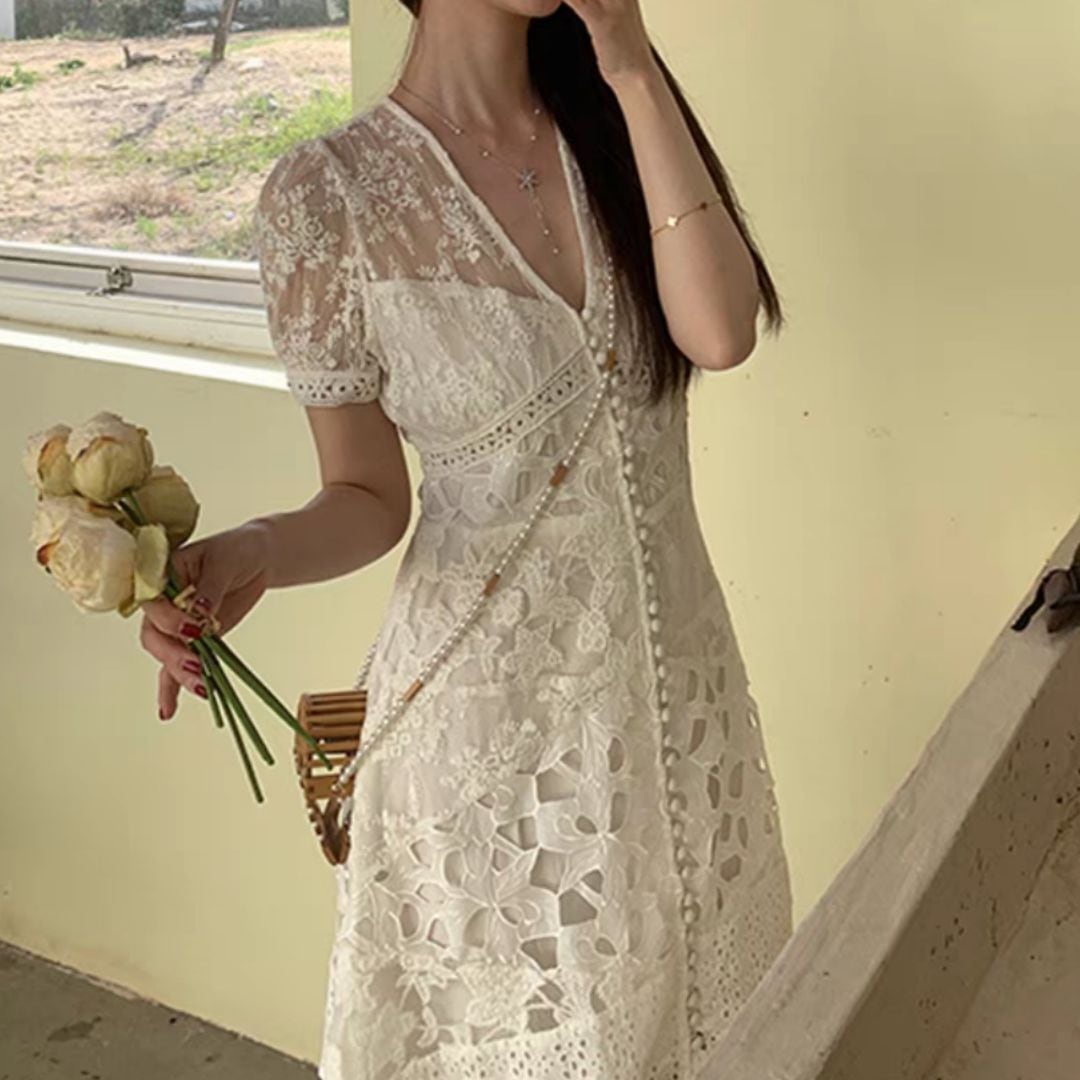 Lace embroidery dress 2403221