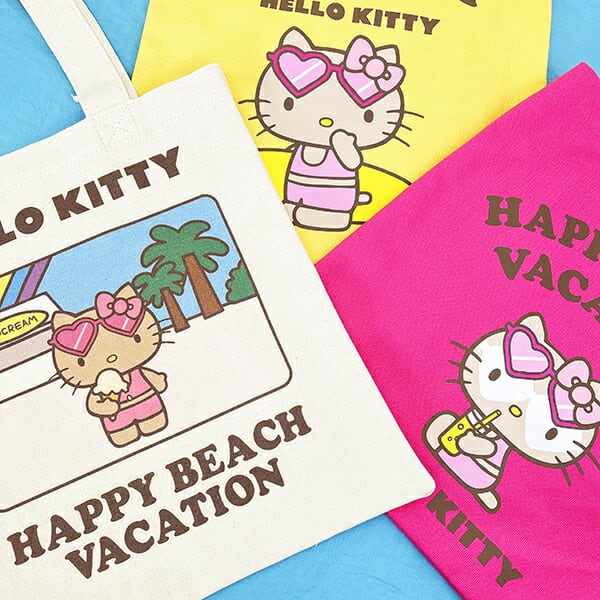 サンリオ ハローキティ 日焼け キティ A4トートバッグ アイボリー