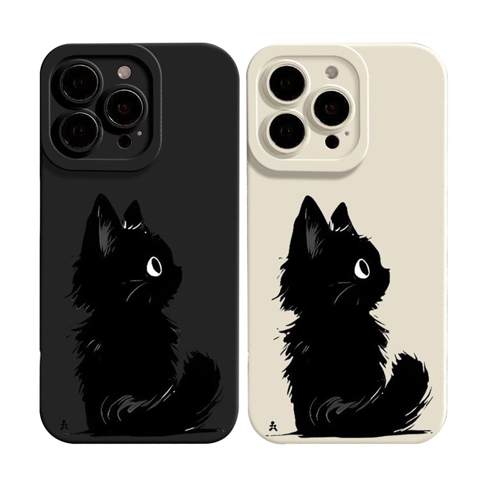 かわいい ねこ 猫 ネコ スマホケース iPhone SE3(第3世代) 用 ケース ふわふわの黒猫 シリコーン クリアケース バンパー 薄型 超軽量 Bホワイト ARPE