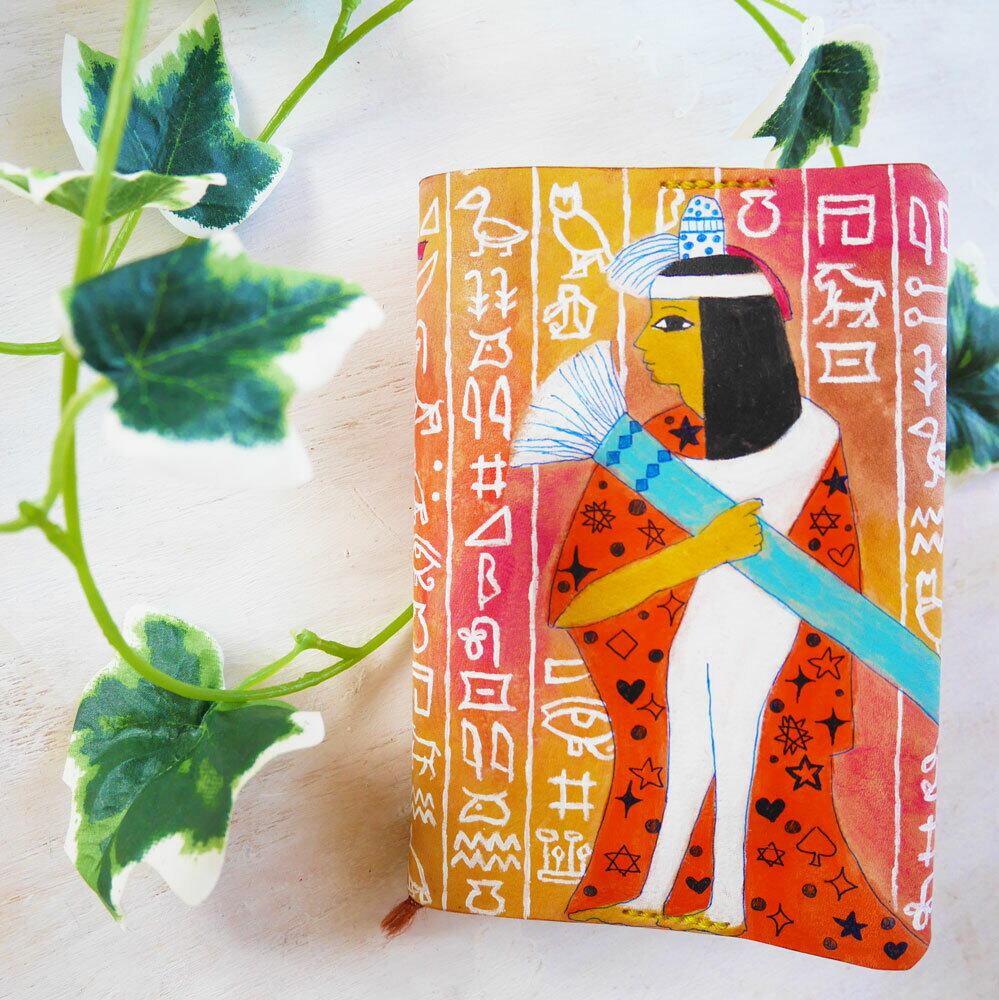 死者の書ヒエログリフ文庫本カバー☆レザーアート陽月瞳☆送料込