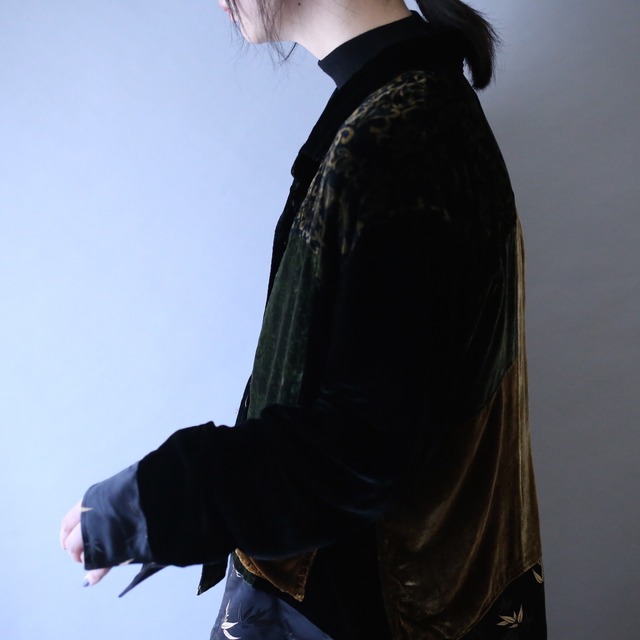 "和×モード" multi pattern switch and embroidery design velours shirt