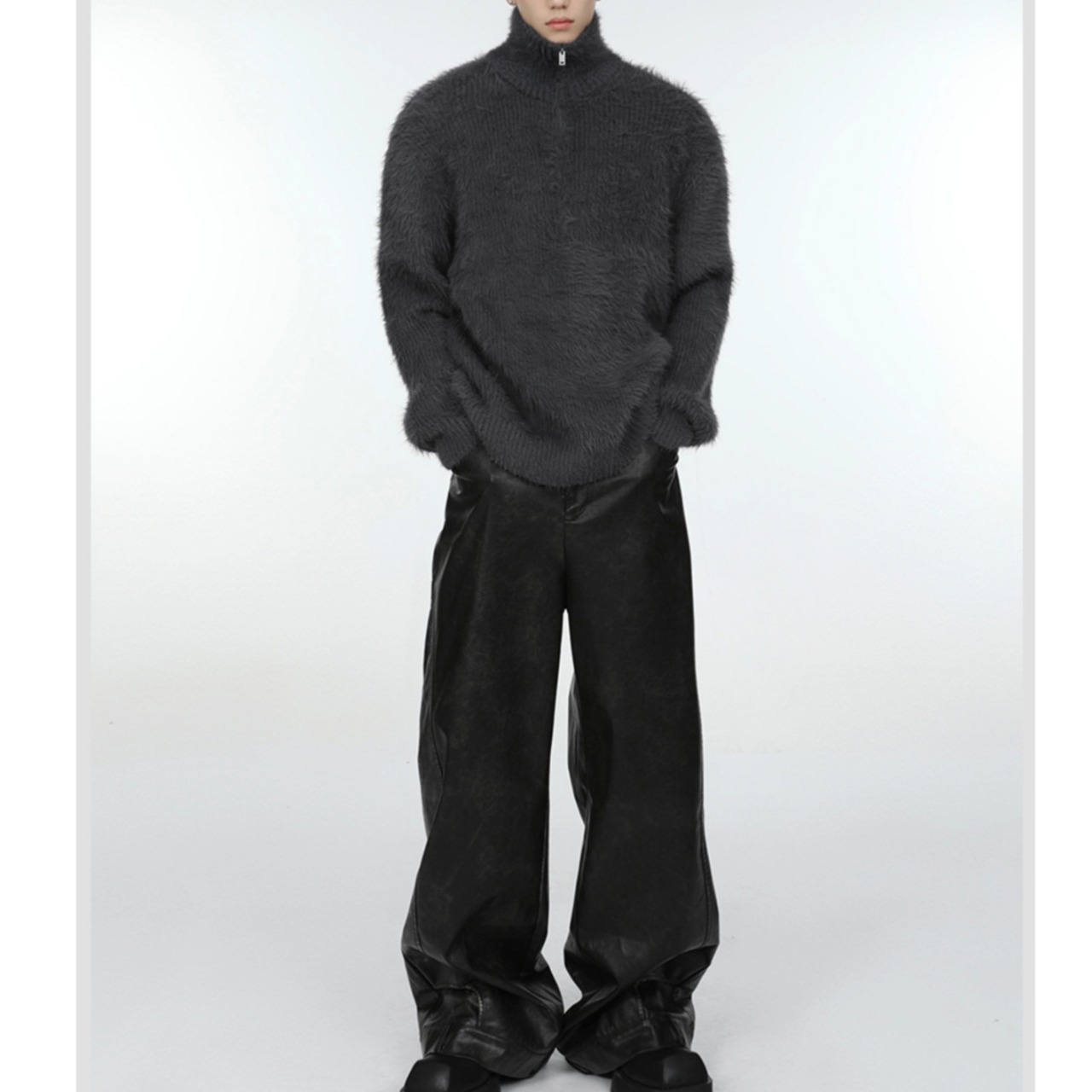 High Neck Zip Sweater / M–3XL　TB2635・画像3