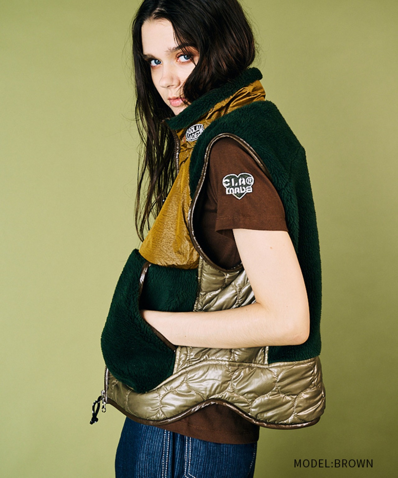 5ロゴプリントコンパクトTシャツ (BROWN)　CQ-49005