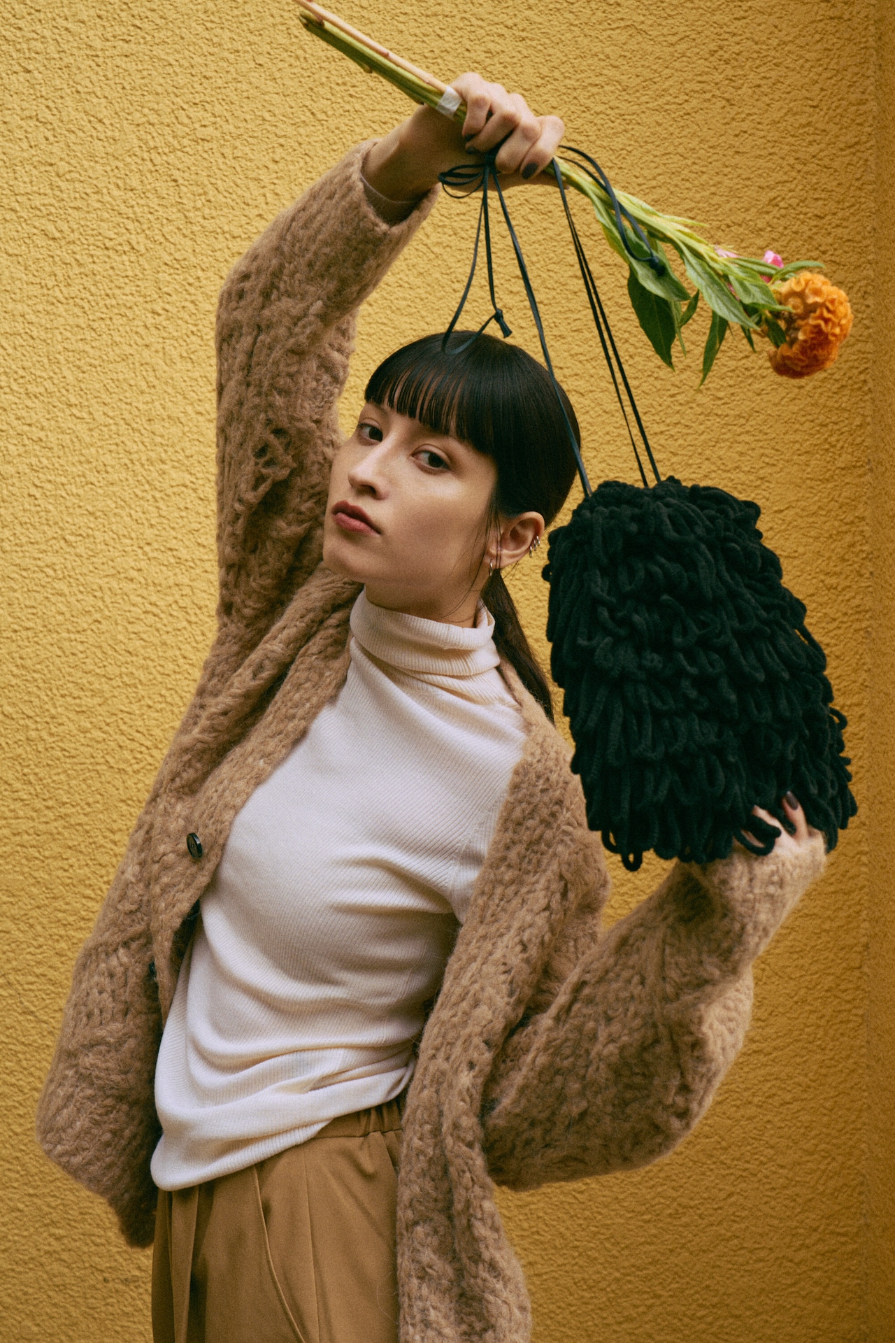 Fluffy Hand Lacy Cardigan Knit