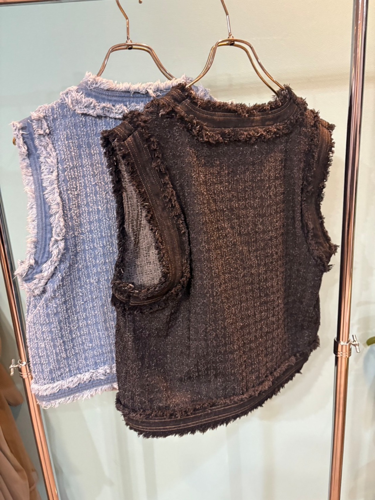 GALENA　ツイードライクデニムベスト　70060-3100