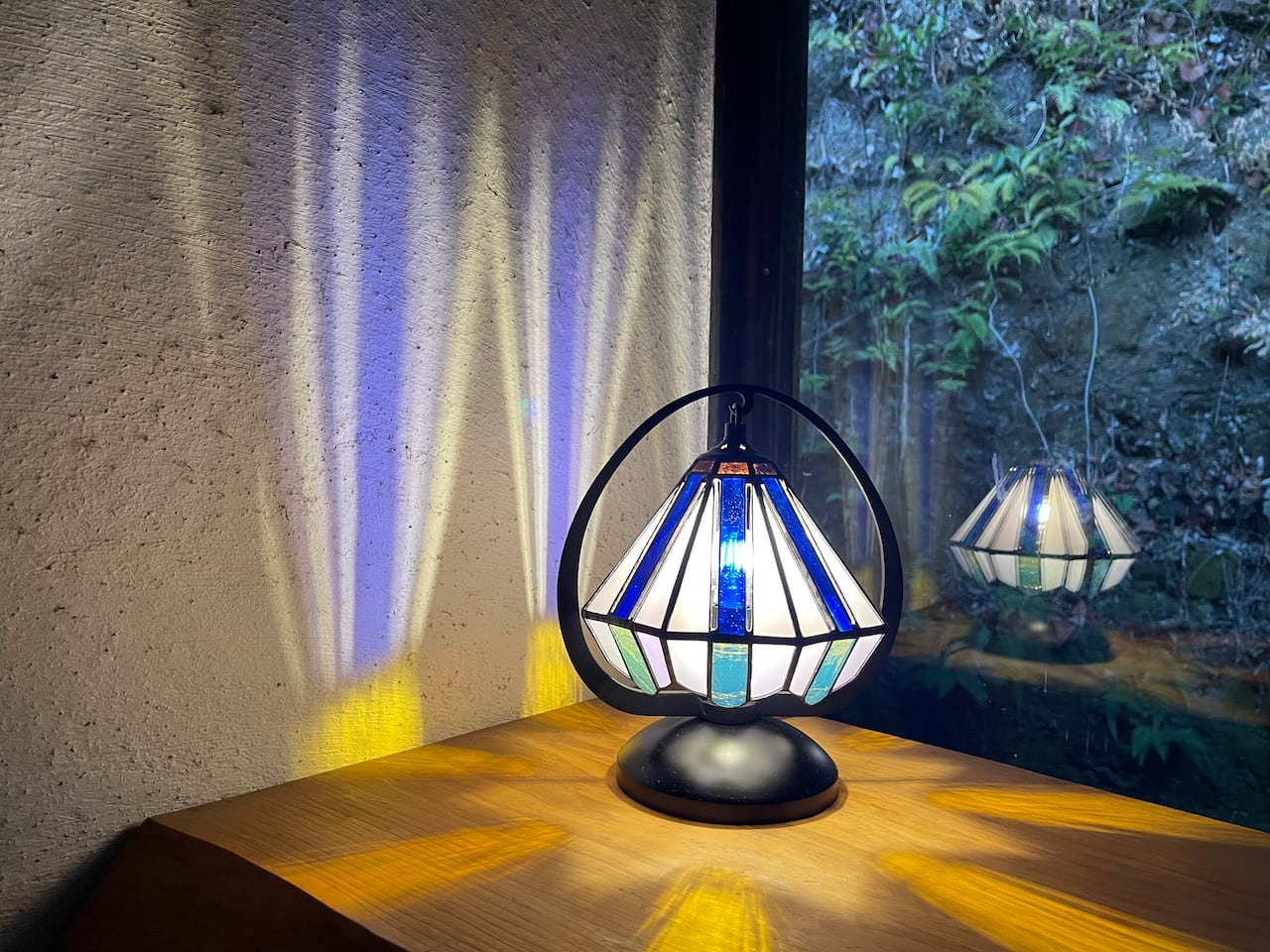 Wa34　Vitrail　テーブルランプ　パピヨンブルー KUROSHIO Vitrail パピヨンブルー LED ステンドグラス テーブルランプ
