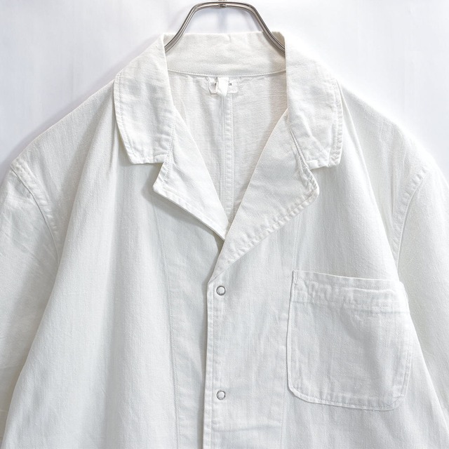 Rare! 60s U.S.ARMY アメリカ軍 フードハンドラーズ シャツ 67年製  コットンドリル 米軍 ミリタリー ワークシャツ 白 ホワイト ヴィンテージ ビンテージ USA アメリカ古着 メンズMサイズ