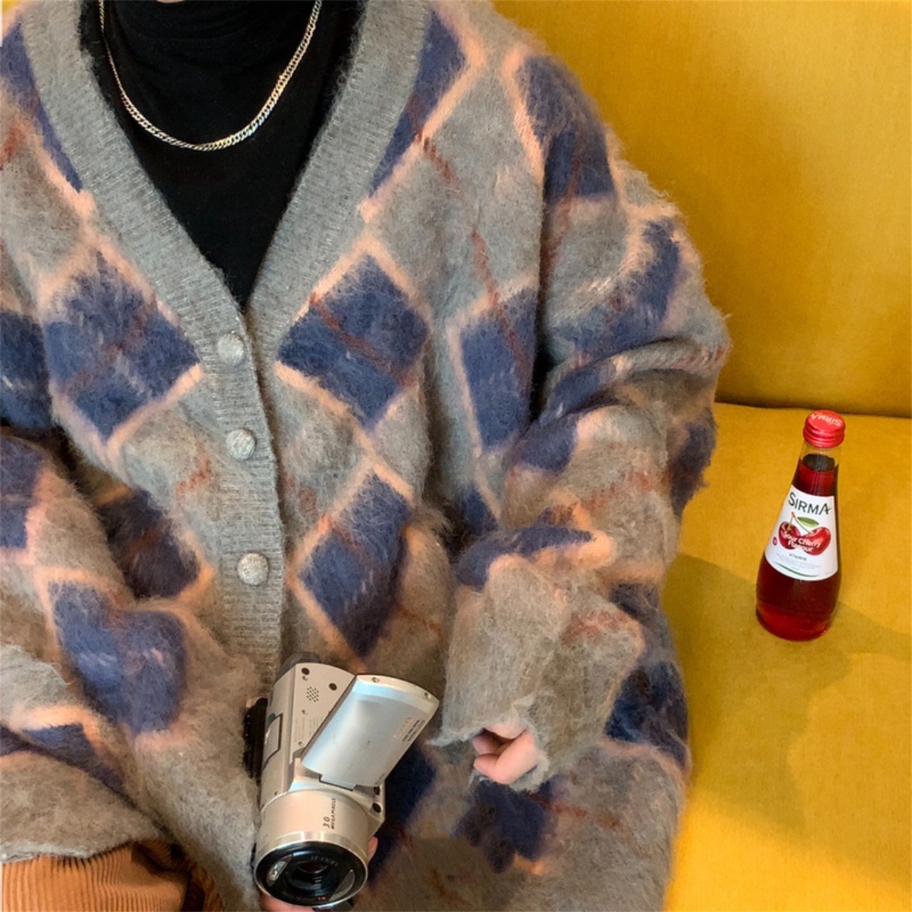 【即納】C2英国学院のアーガイル柄ニットカーディガン