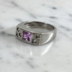 シルバーリング　ピンクサファイア　ピンクとクリアカラーの石　シンプルデザインリング　12acdw24