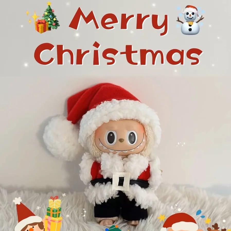 【サンタに変身!】Labubu サンタクロース フルセット | 15cm 17cm 全対応 超かわいい ドール服 ドール服 クリスマス サンタクロース 着せ替え クリスマス限定 プレゼント