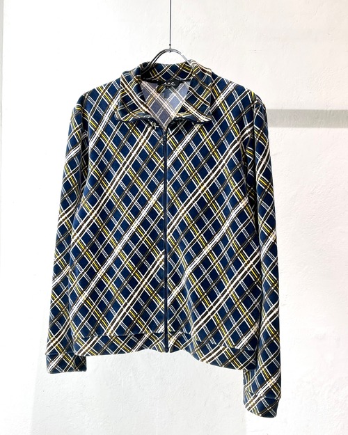 00s A.P.C. Bias-Check Velor Track Jacket FRANCE製