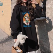 Age-Reducing Design Lace Patchwork Sweatshirt Dress 5008