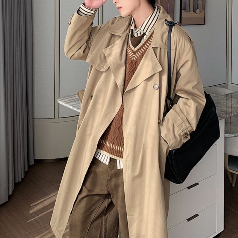 ロング丈ダブルブレストトレンチコート C10709