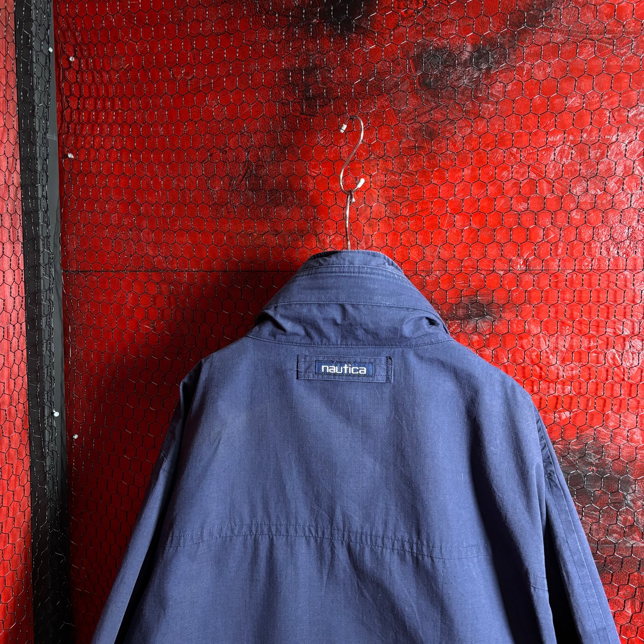 90s nautica ナイロンジャケット　ノーティカ　ミドル丈　リップストップ　ダブルジップ