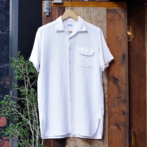 Euro Open Collar S/S Cotton Shirt / ヴィンテージ シャークカラー マチ付き 半袖シャツ