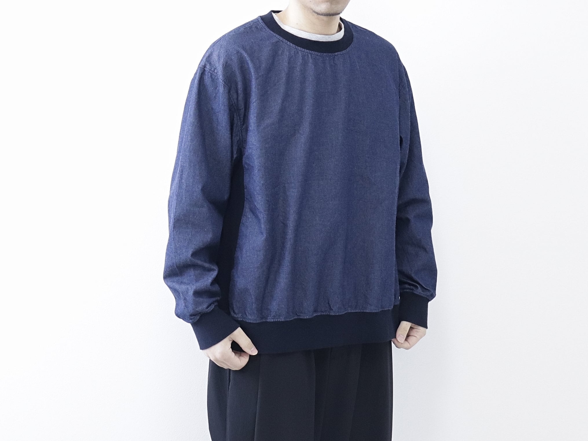 have a good day / LIGHT DENIM PULLOVER - NAVY　ハブアグッドデイ / ライト デニム プルオーバー - ネイビー