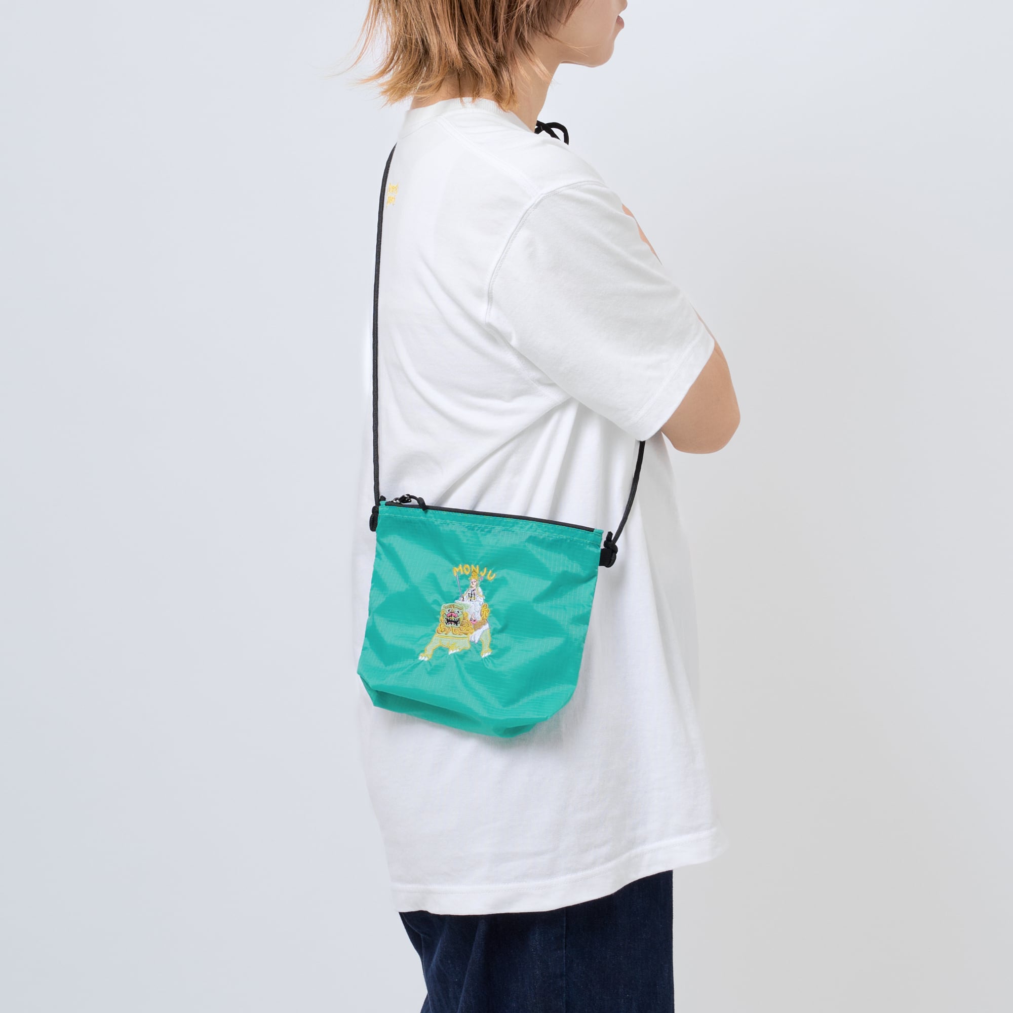 シャカシャカ仏像バッグ(刺繍) 文殊菩薩 ナイロンリップストップ