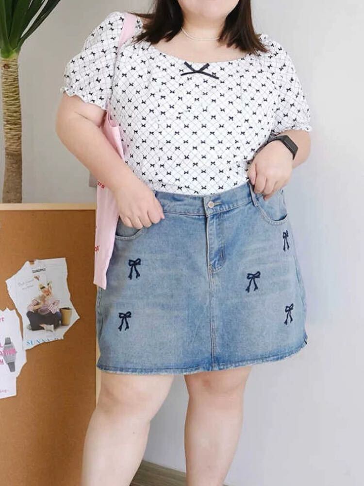 大人可愛い総柄で視線クギヅケ リボン柄キャンディスリーブトップス 半袖 リボン ぽわん袖 バイカラー 大人可愛い カジュアル 細見え 大きいサイズ 韓国 CH9840