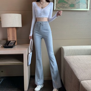 リラックスパンツ ボトムス ハイウエストストレッチパンツ レディース ストレッチパンツ リラクシーパンツ ブーツカット フィット 裾フレア めりはり ウエストゴム フルレングス ハイウエスト イージーパンツ スウェットパンツ 灰色 黒 グレー ブラック シンプル キレイめ マニッシュ カジュアル スポーティ 春 夏 秋 冬 シーズンレス デイリー アウトドア 普段着 万能 スマート 細見え スタイルアップ トレンド 美脚見え 脚長 動きやすい 軽やか ゆったり 体型カバー インスタ映え