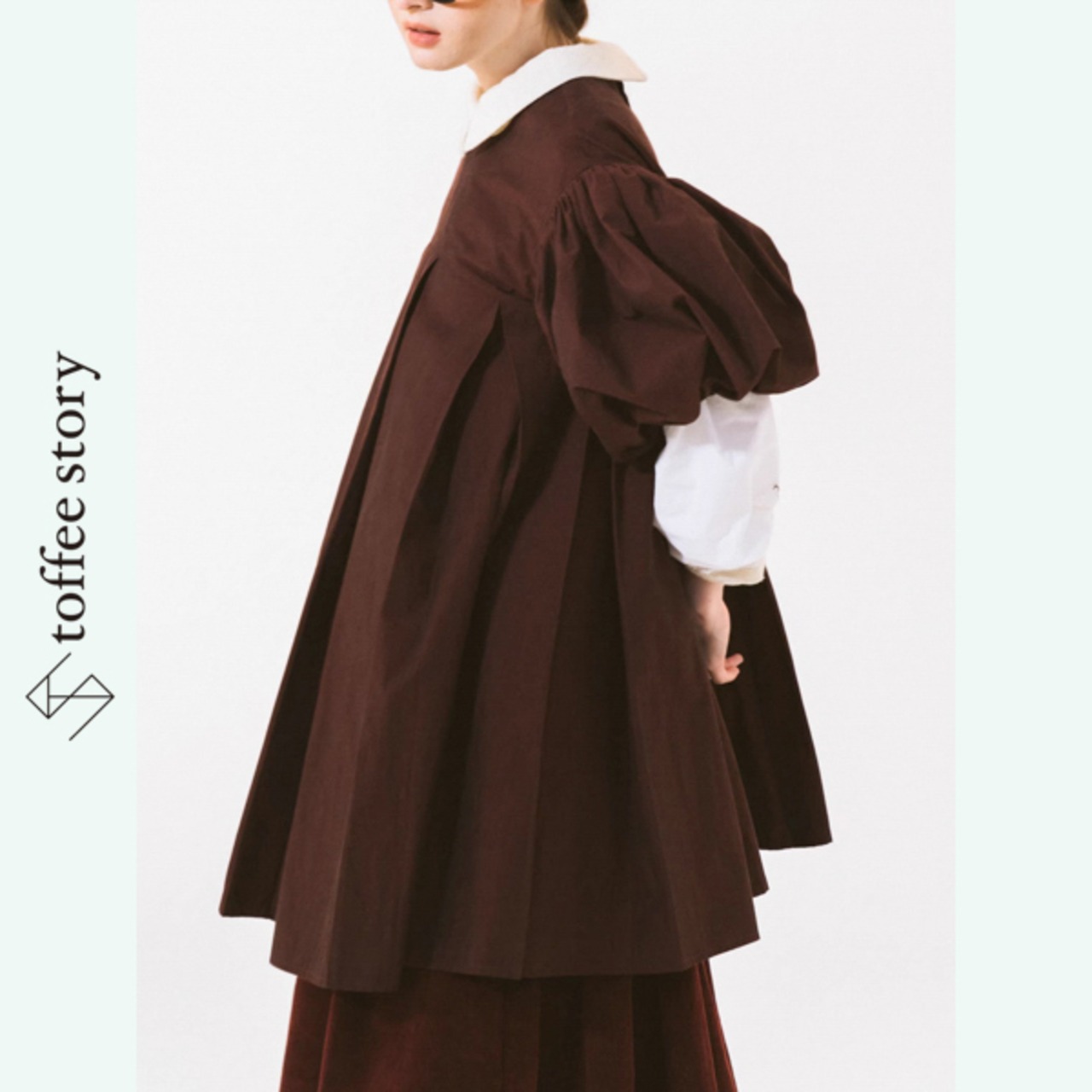 モダンパフスリーブのシックワンピース 《W0195》