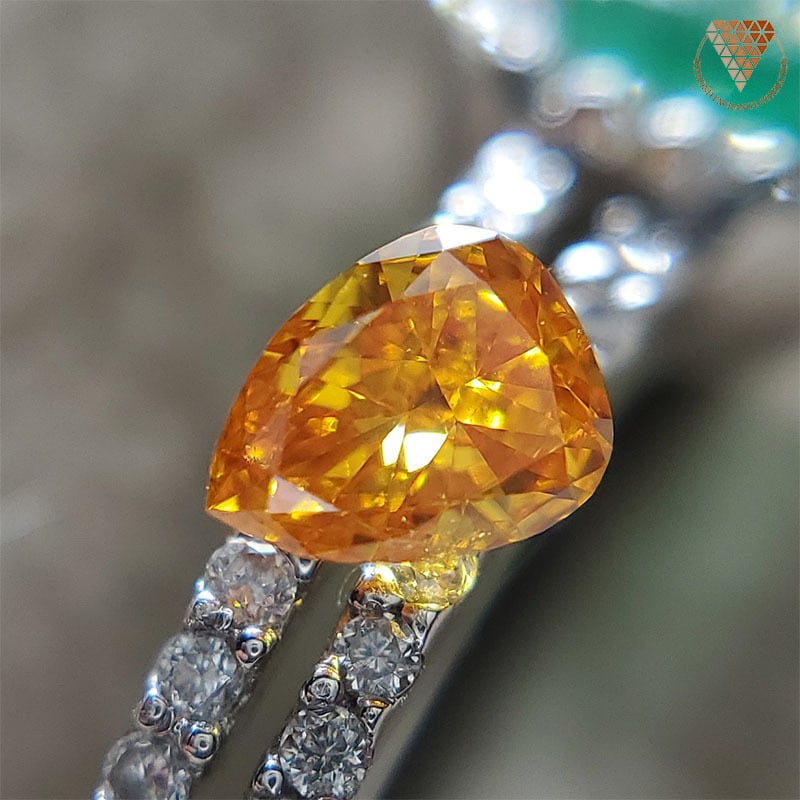 0.16 ct Fancy Vivid Yellowish Orange GIA Pear 天然 オレンジ ...