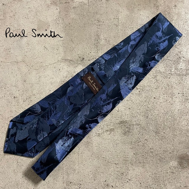 〖Paul Smith〗leaf patterned blue color silk necktie/ポールスミス リーフ柄 ブルー シルク ネクタイ/#0425/osaka