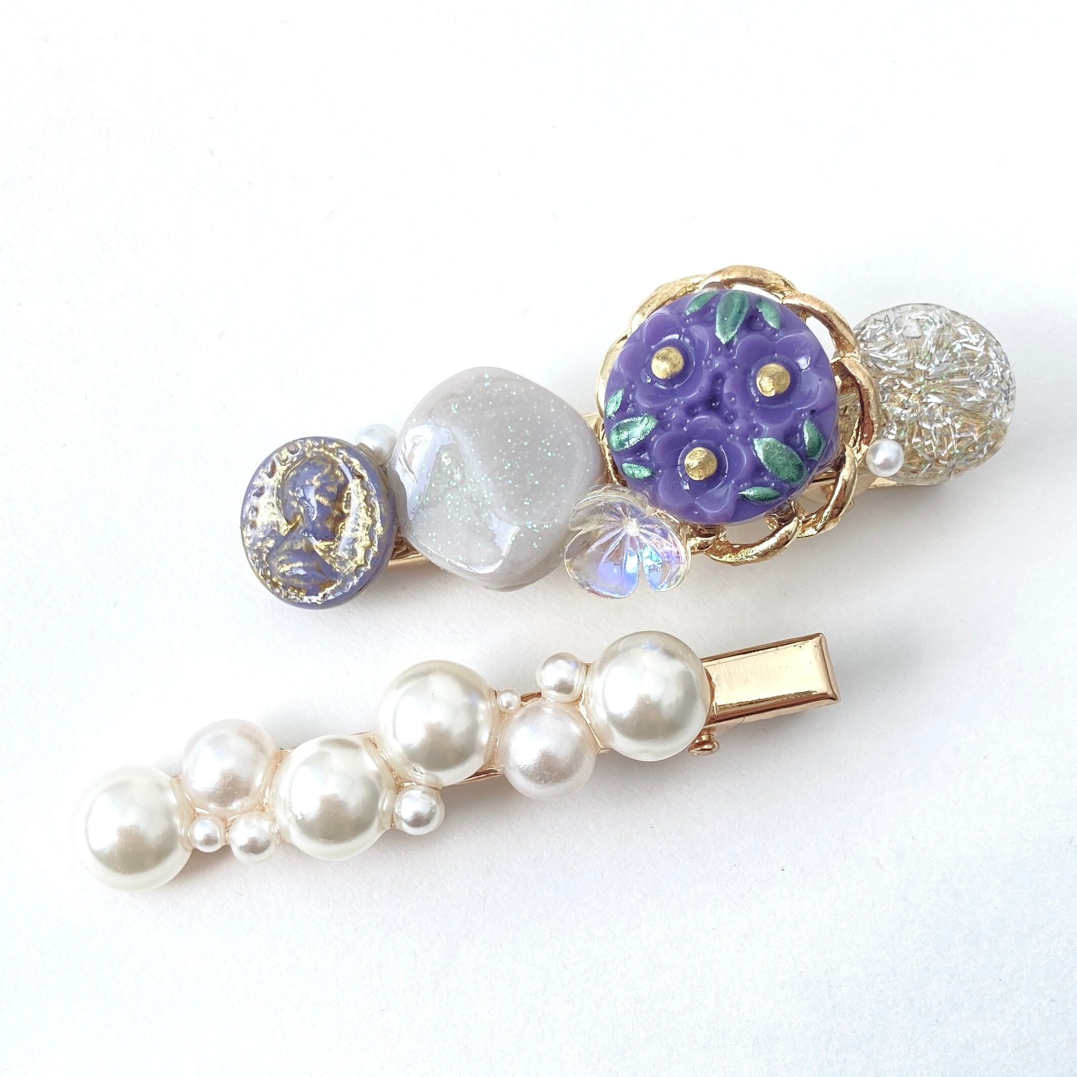 アンティーク ニュアンス ヘアクリップ セット レジン プレゼント | milutu