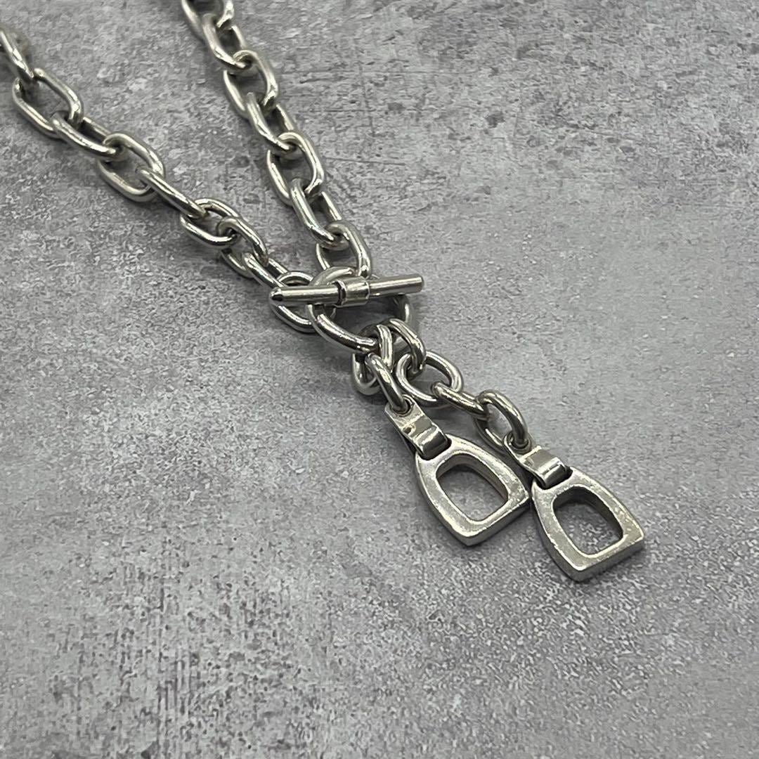 【メキシコ製】グッチ GUCCI オーバルリンクチェーンネックレス ホースビット