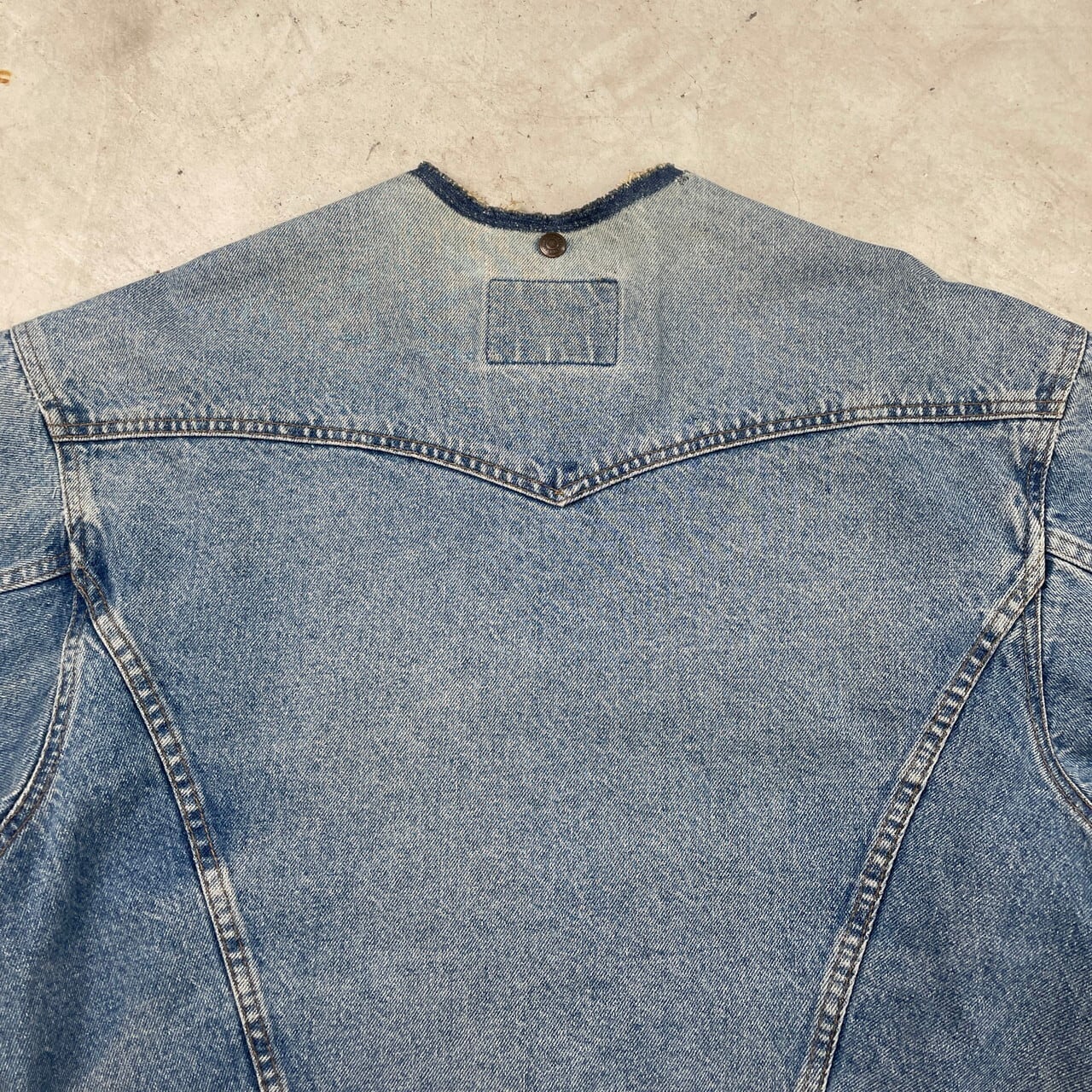 90年代 INTERNATIONAL DENIM ノーカラーデニムジャケット メンズL相当