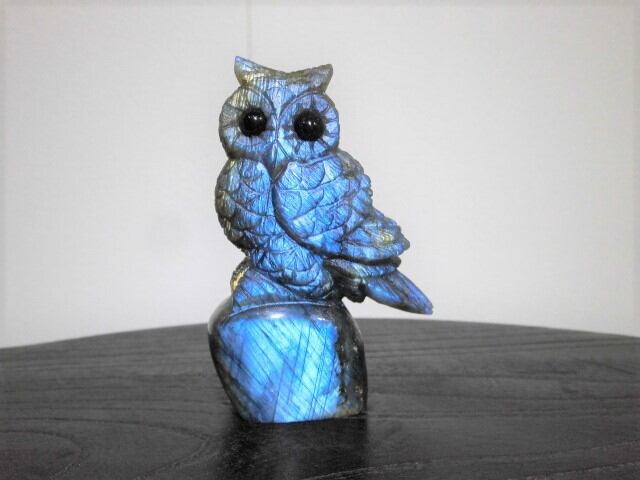 福を呼ぶ【送料無料】【高品質】ラブラドライトふくろう　no.2