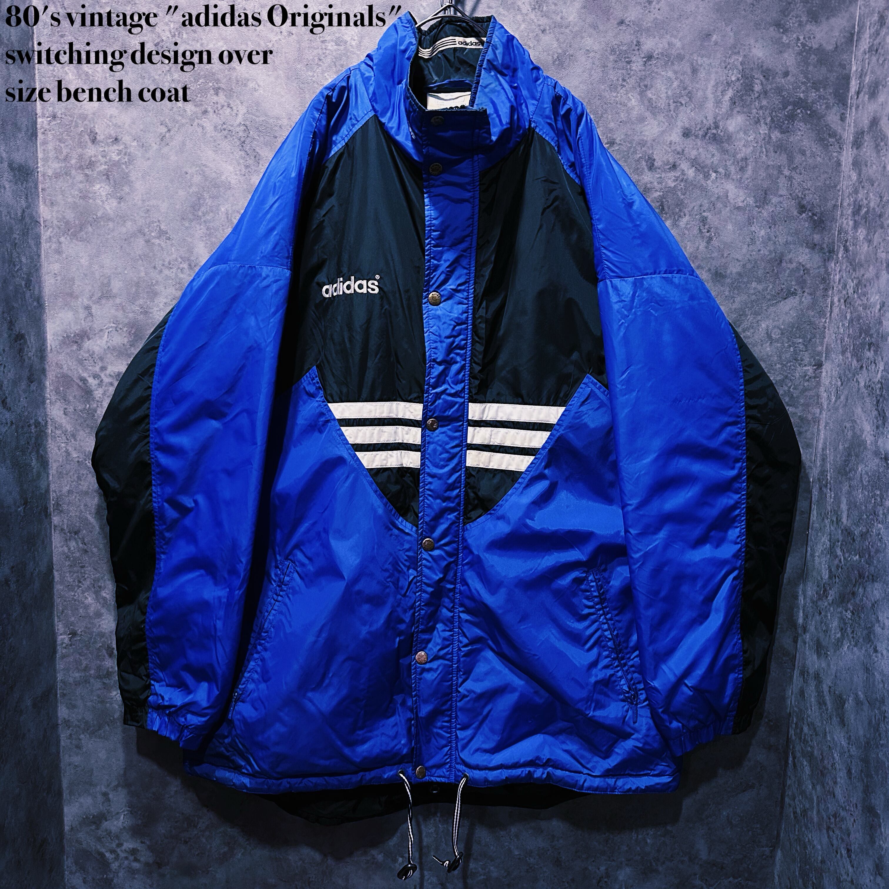 【doppio】80's vintage "adidas Originals" switching design over size bench coat