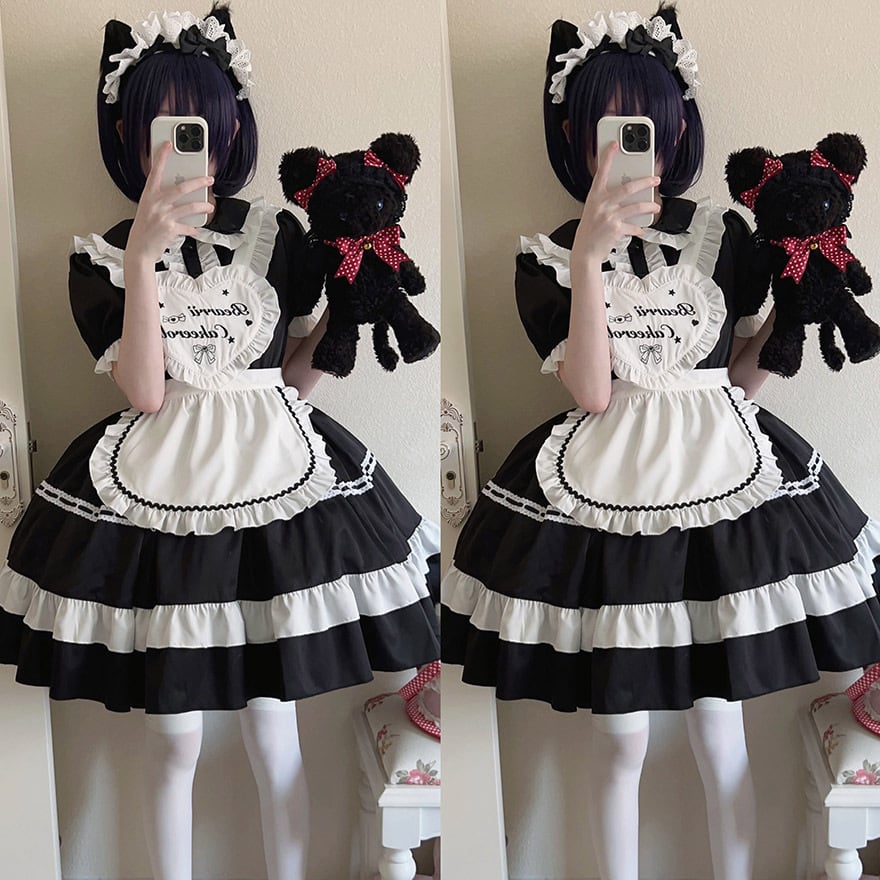 水色ロリータ服・パニエ・ヘッドドレス おおく 3点セット 水色ロリータ服・パニエ・ヘッドドレス おおく 3点セット