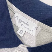 agn?s b. ENFANT アニエスベー アンファン 鹿の子 半袖 ポロシャツ 12ans/グレー キッズ ガール