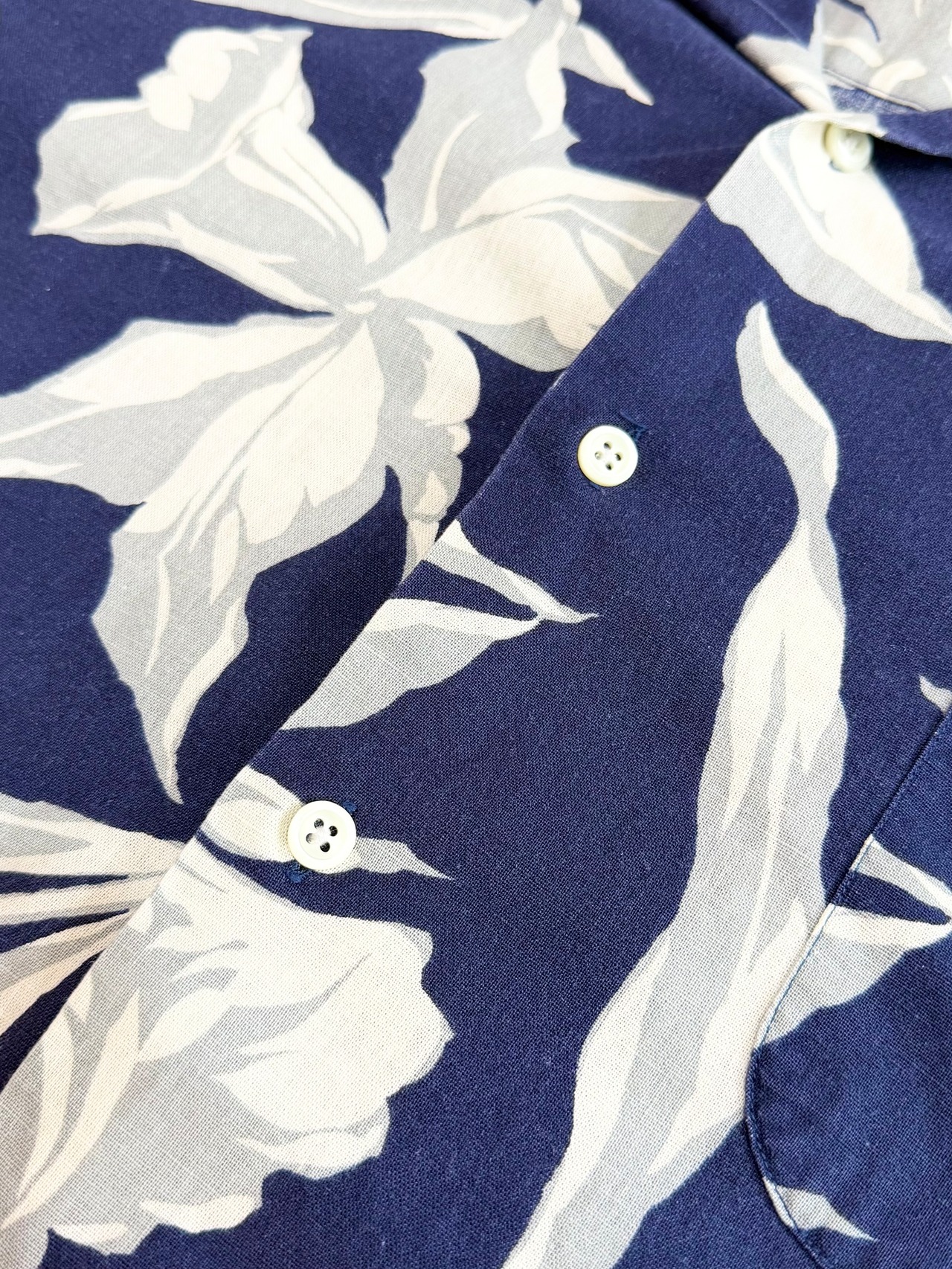 90s Ralph Lauren "CLAYTON" S/S OPEN COLLAR SHIRT Size XXL