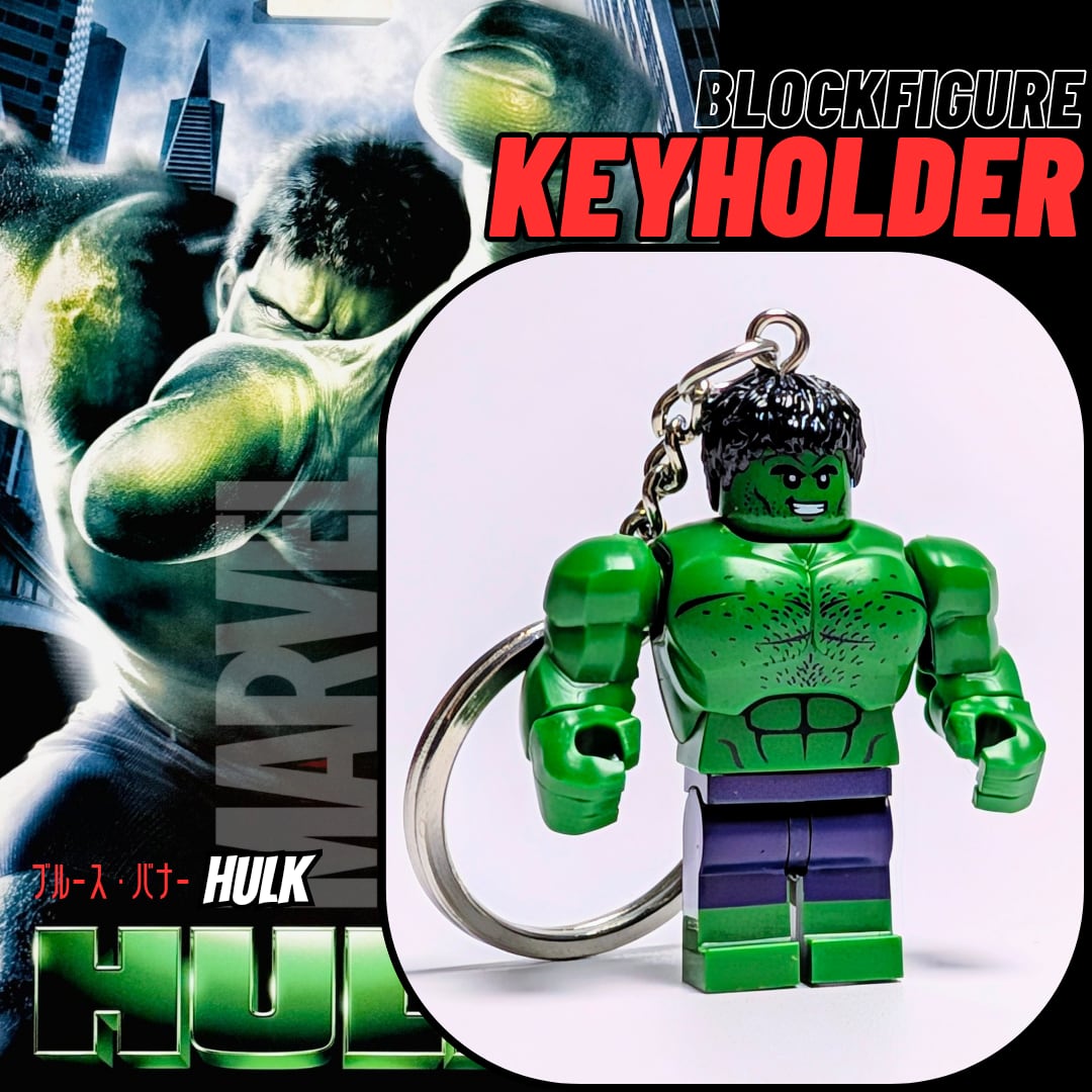 ★ブロックフィギュアキーホルダー★【 HULK / ハルク 】『 ブルース・バナー 』 MARVEL / マーベルコミックス〚アメリカン雑貨 アメトイ〛