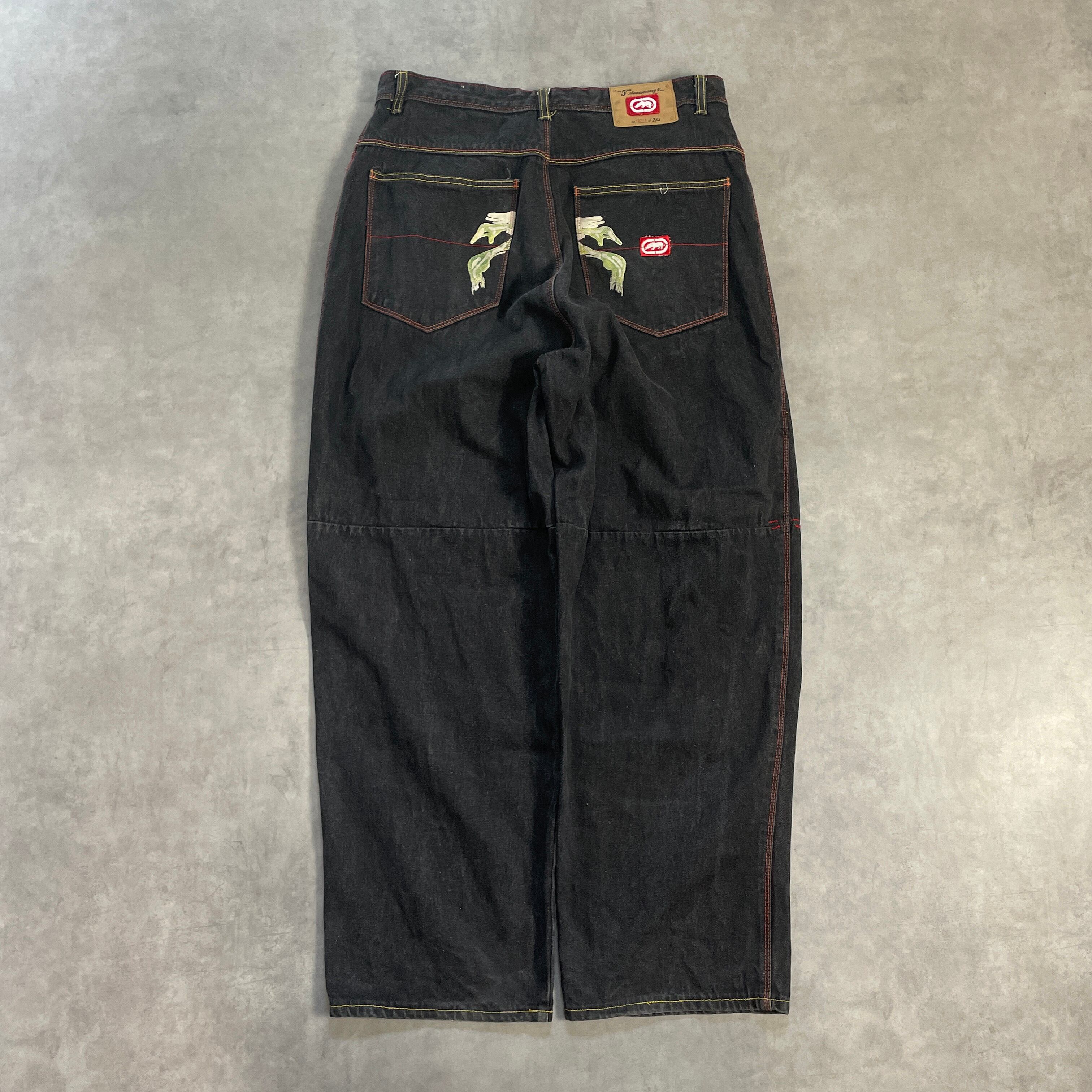 90s Ecko unltdフェードブラック デニム バギーパンツ 極太bboy