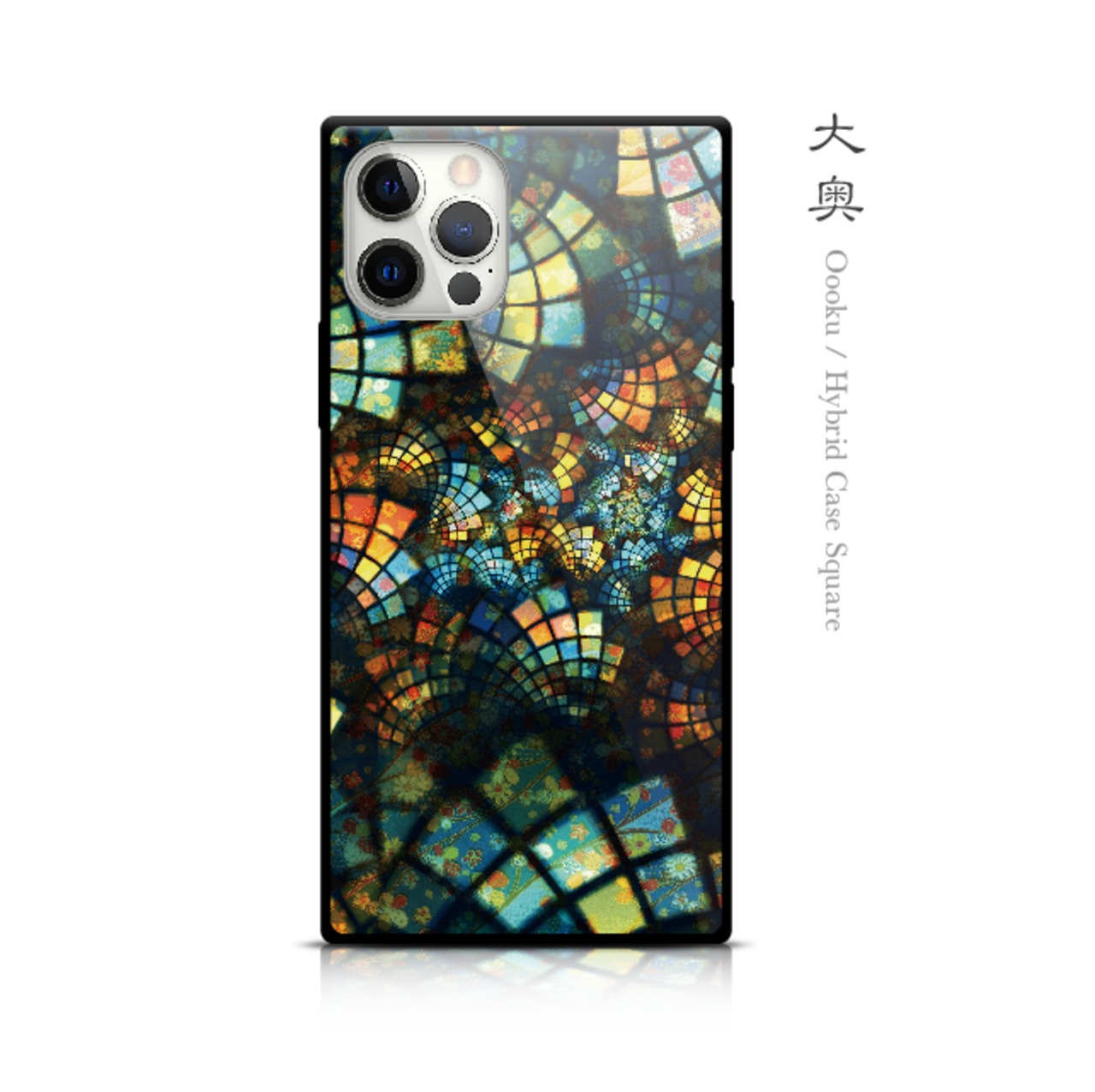 大奥 - 和風 四角型 強化ガラスiPhoneケース