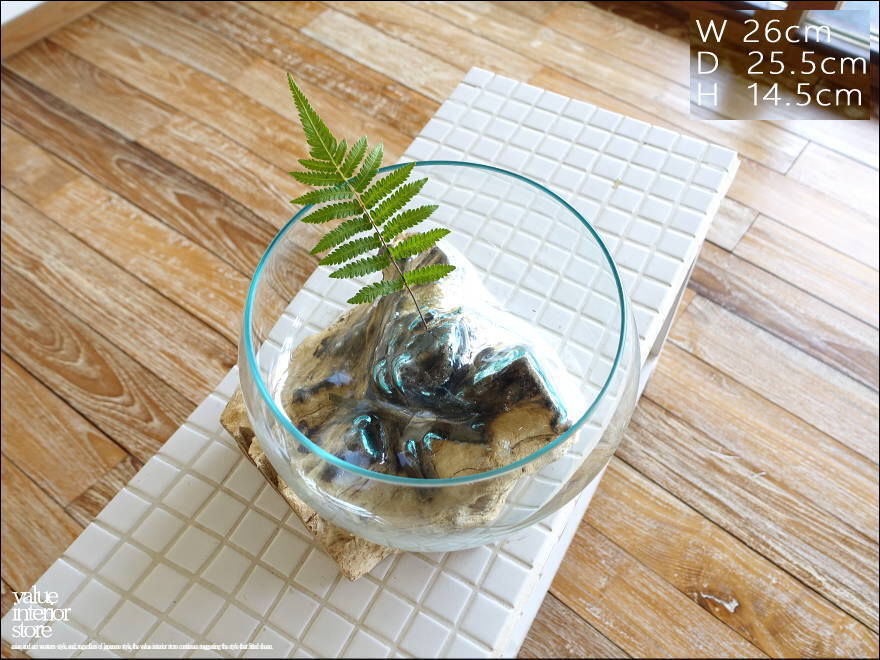 フラワーベースDome 花瓶 メダカ鉢 めだか鉢 プリミティブガラスベース 吹きガラス 手作り 一点物 自然な様