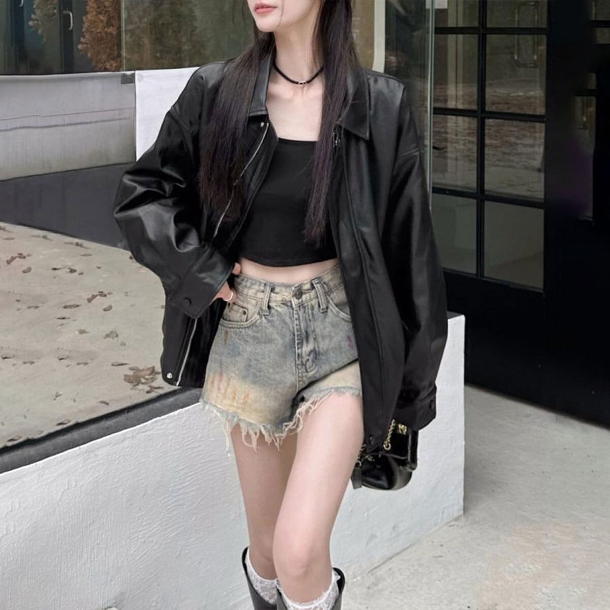 ライダース ジャケット PUレザー レディース 韓国 ブルゾン 秋冬 防寒 防風 大人 カジュアル ストリート 原宿系 レトロ 革ジャン レザージャケット アウター 大人可愛い 大人女子