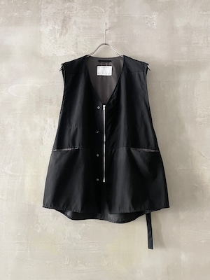 T/f Lv6 tech suede loose fit zip vest - black