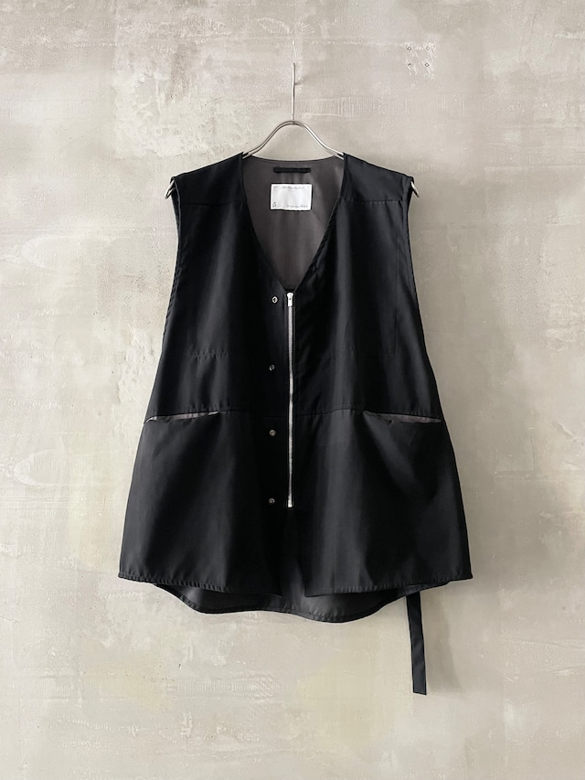 T/f Lv6 tech suede loose fit zip vest - black