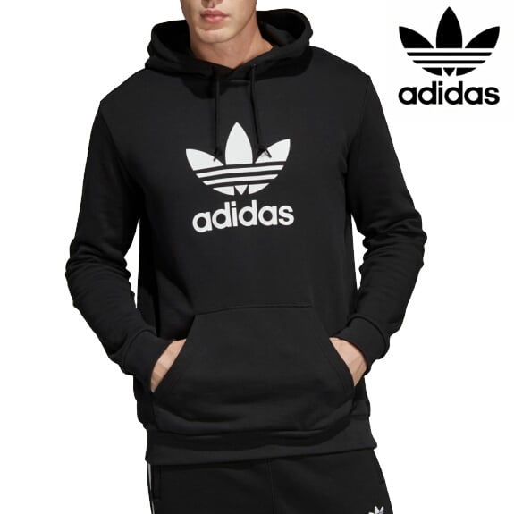 adidas originals アディダス オリジナルス パーカー プルオーバー トレフォイル フーディー TREFOIL HOODIE  DT7964 ブラック | BEES HIGH powered by BASE