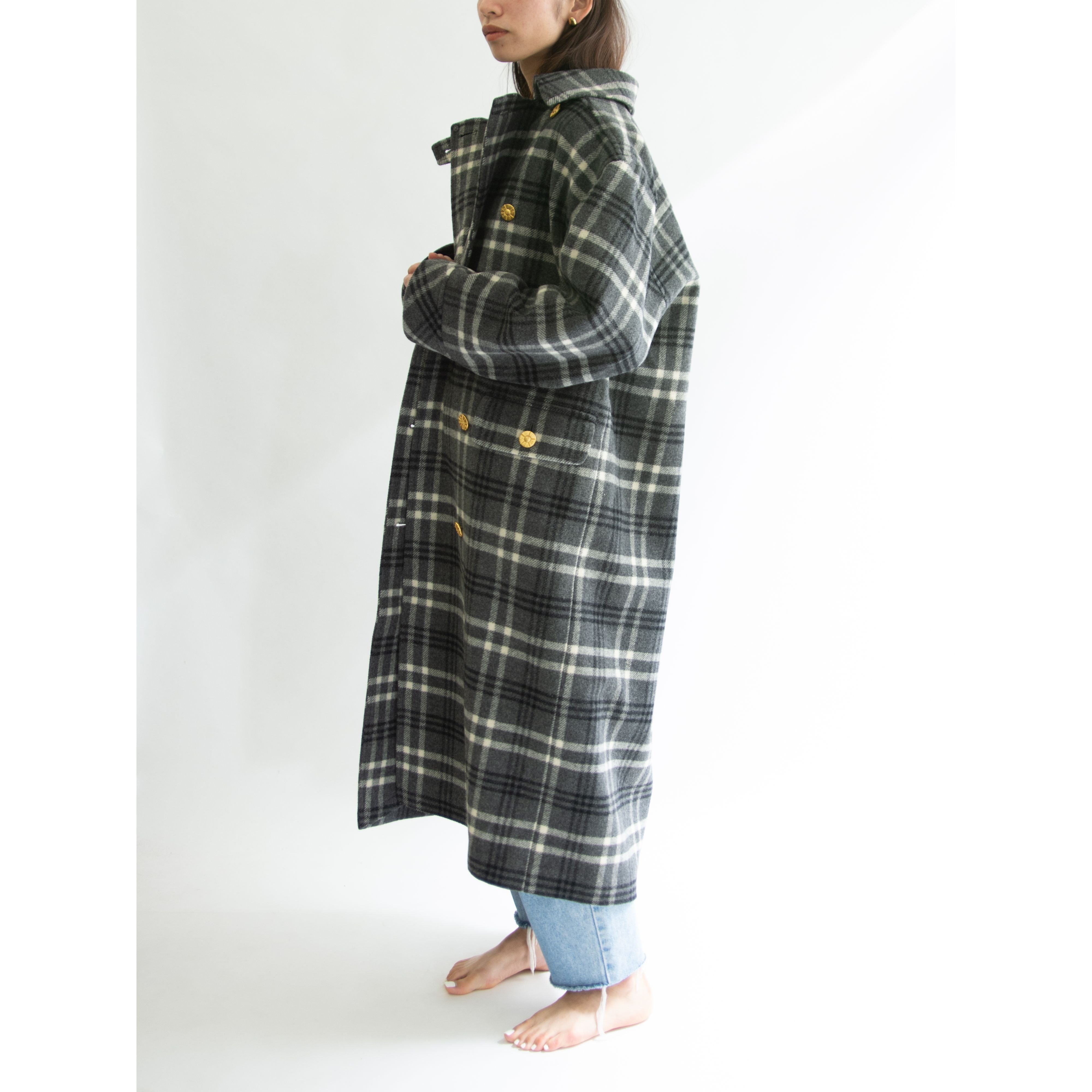 miss Chloe ミスクロエ　ロングコート　ベージュ Miss Chloe】Made in Japan wool-nylon check pattern double breasted