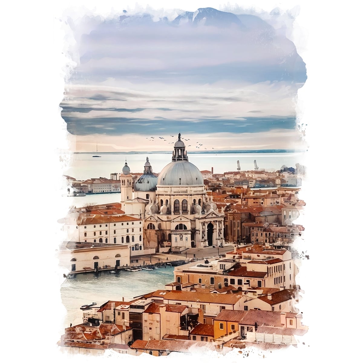 絵画 風景画(街並み) イタリア ヴェネツィア ゴンドラと橋 インテリア