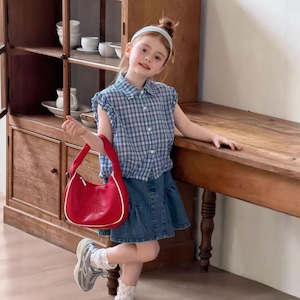 夏フリルチェック柄ベスト